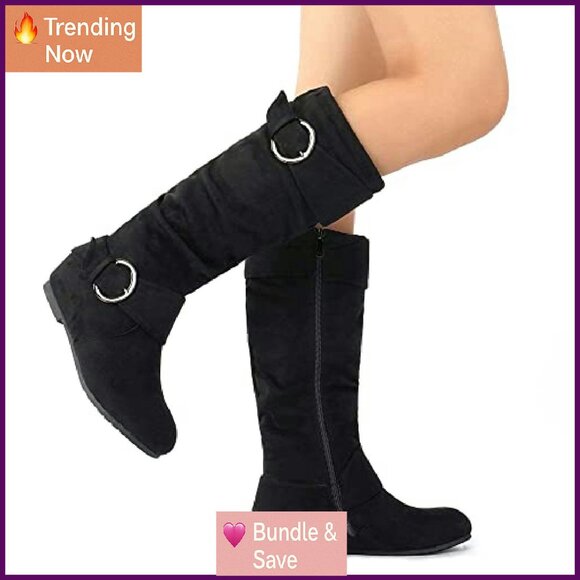 Women's Wide Calf Knee High Boots, Fur-Lined, Hidden Wedge, Inside Pocket - Picture 3 of 8